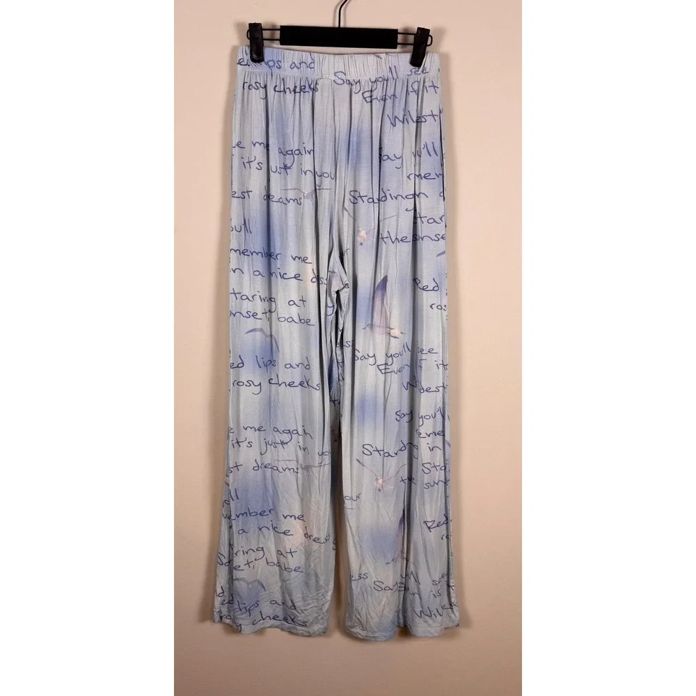 Taylor Swift 1989 Taylors Version Light Blue Lyric Seagull Pajama Pants Medium - Picture 1 of 5